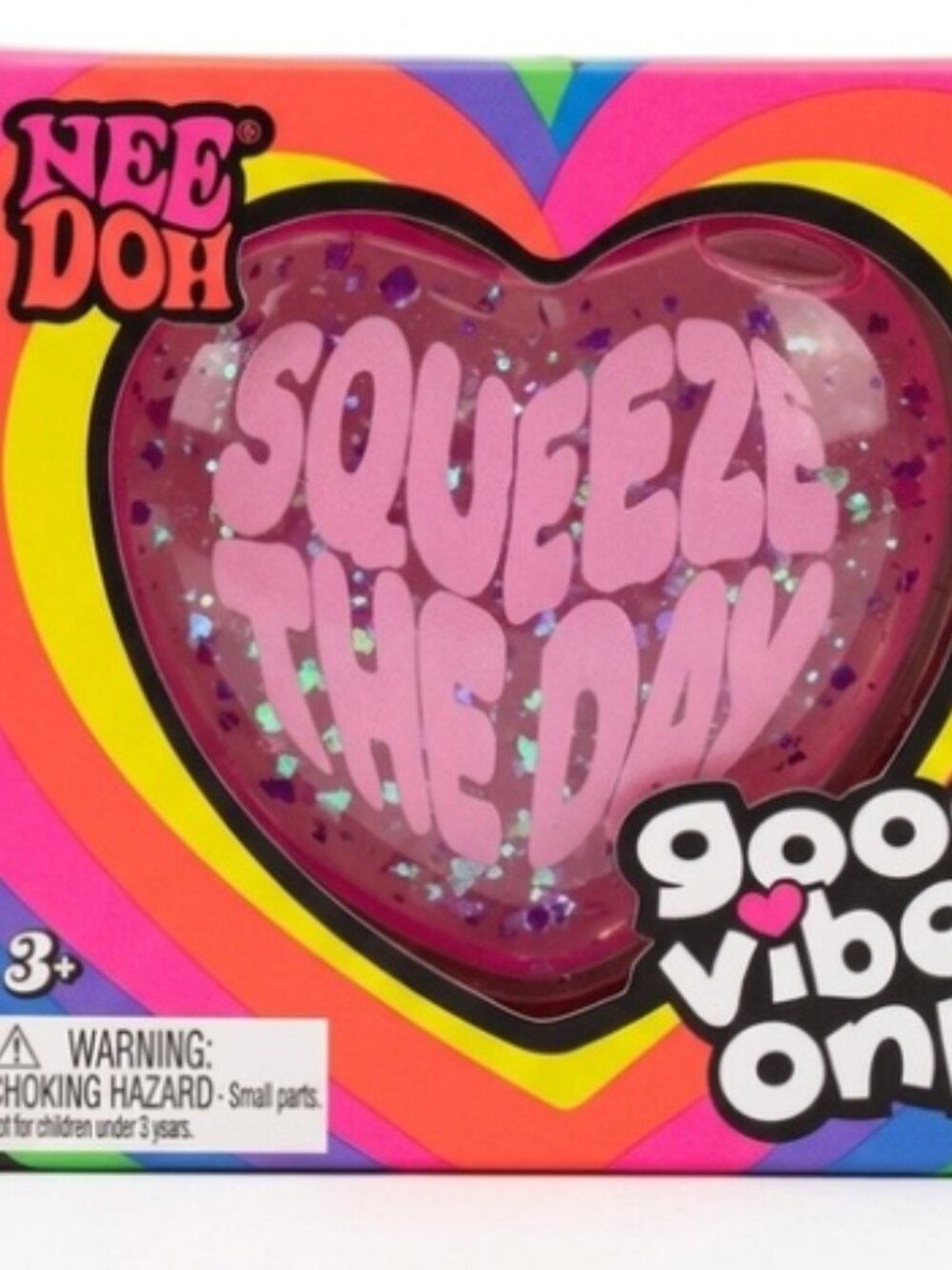 NeeDoh Heart Stress Ball Nee Doh Pink Squeeze The Day Good Vibes Only
